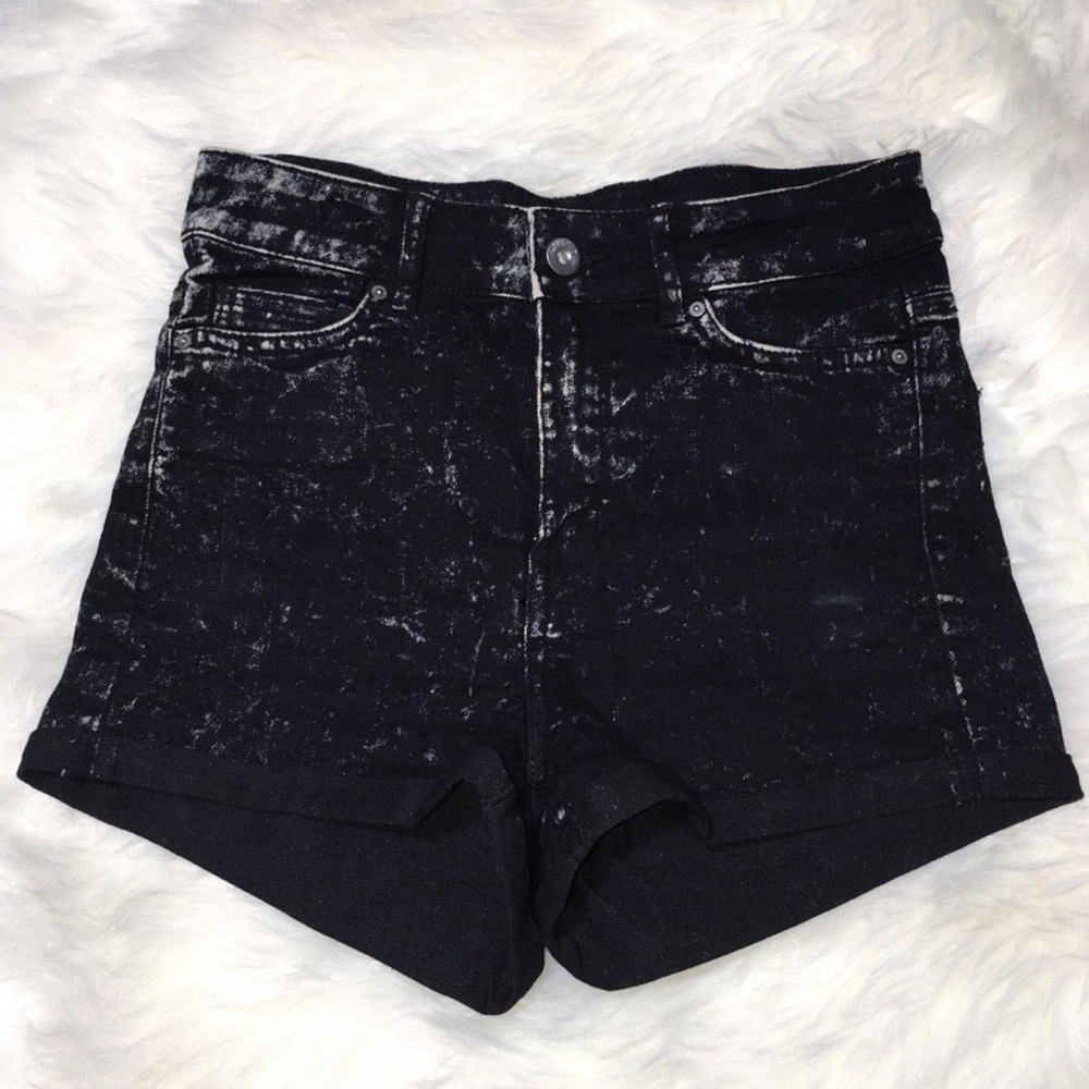 High Waisted Acid Wash Denim Shorts